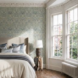 Voysey's Damask Wallpaper Seafoam Blue
