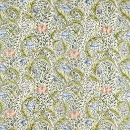 Wild Tulip & Vine Embroidery Fabric Nettle/Woad
