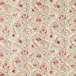 Wild Tulip & Vine Embroidery Fabric Rose/Bayleaf