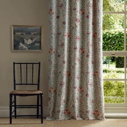 Wild Tulip & Vine Embroidery Fabric Rose/Bayleaf