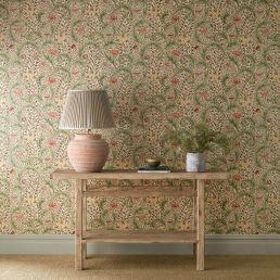 Wild Tulip & Vine Wallpaper Rose/Linen