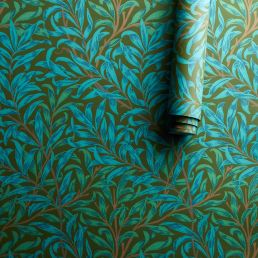 Willow Boughs Wallpaper Olive/Turquoise