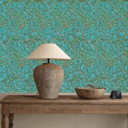 Willow Boughs Wallpaper Olive/Turquoise
