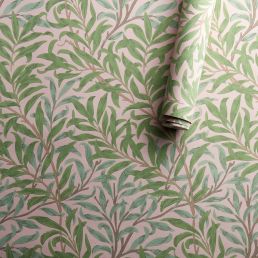 Willow Boughs Wallpaper Pink/Leaf Green