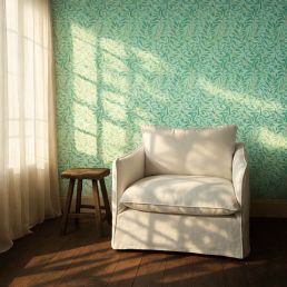 Willow Boughs Wallpaper Sky/Leaf Green