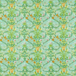 Woodland Weeds Fabric Orange/Turquoise