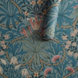 Woodland Weeds Wallpaper Rose/Woad
