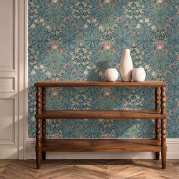 Woodland Weeds Wallpaper Rose/Woad