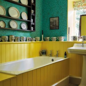 Bird & Anemone Wallpaper Olive/Turquoise
