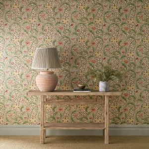 Wild Tulip & Vine Wallpaper Rose/Linen