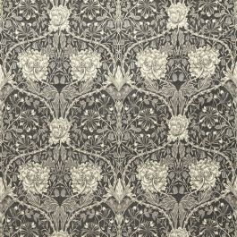 Honeysuckle And Tulip Velvet Fabric in Black Walnut/Stone by