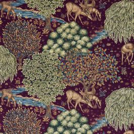 Biederrlack of the Americas 毛布 The Brook Velvet Fabric in Tapestry Red by Morris & Co