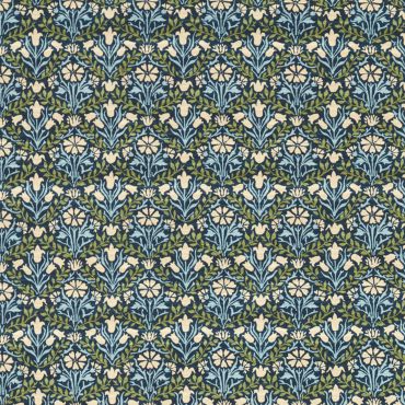 Bellflowers Fabric Indigo/Thyme