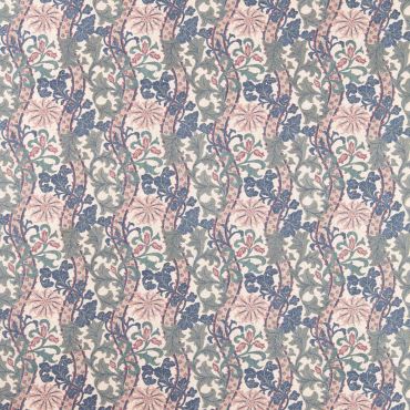 Cornflower Embroidery Fabric Indigo/Plum