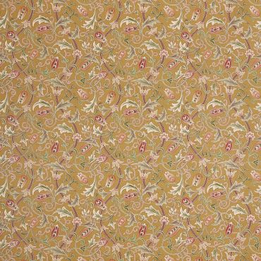 Scrolling Tulip Fabric Gold