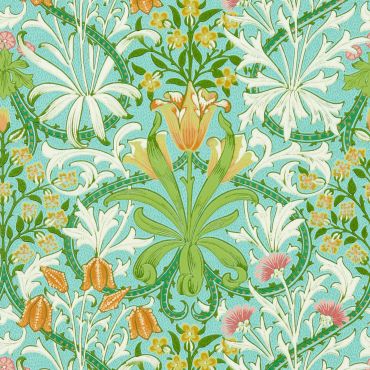 Woodland Weeds Wallpaper Orange/Turquoise
