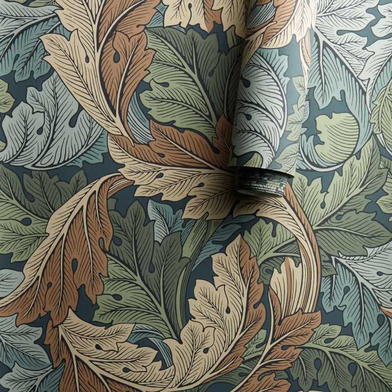 Acanthus Wallpaper Slate Blue/Thyme