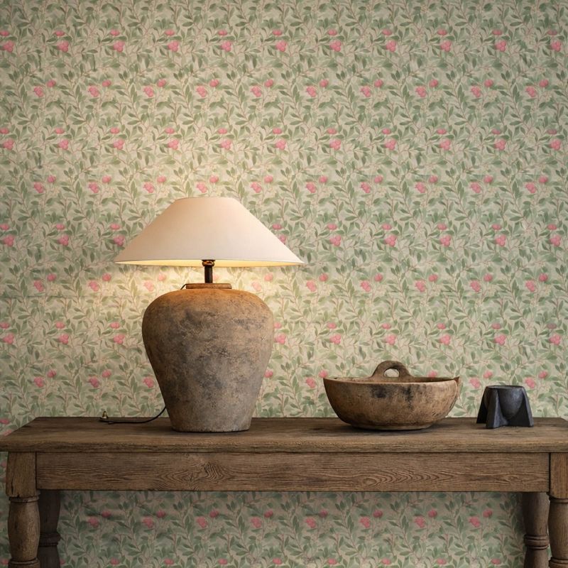 Arbutus Wallpaper Olive/Pink