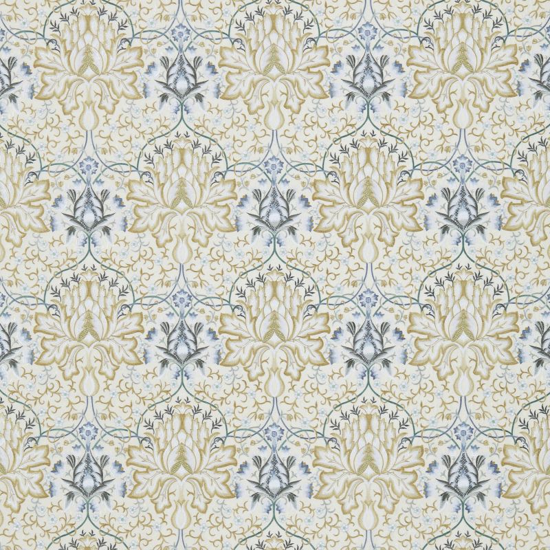 Artichoke Embroidery Fabric Soft Gold/Cream