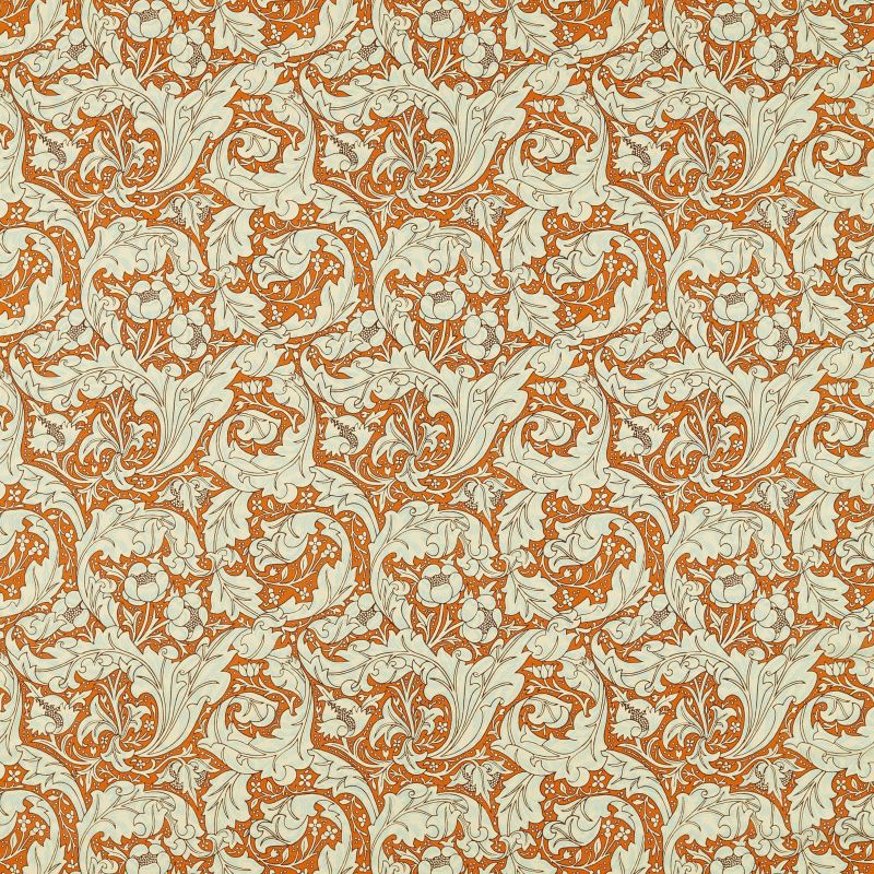 Bachelors Button Fabric Burnt Orange/Sky