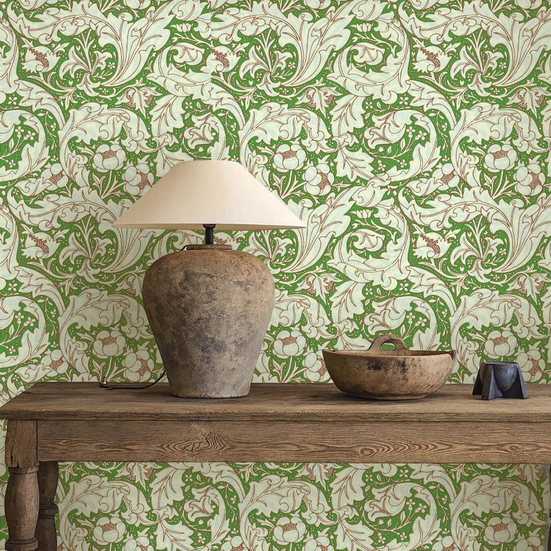 Bachelors Button Wallpaper Leaf Green/Sky