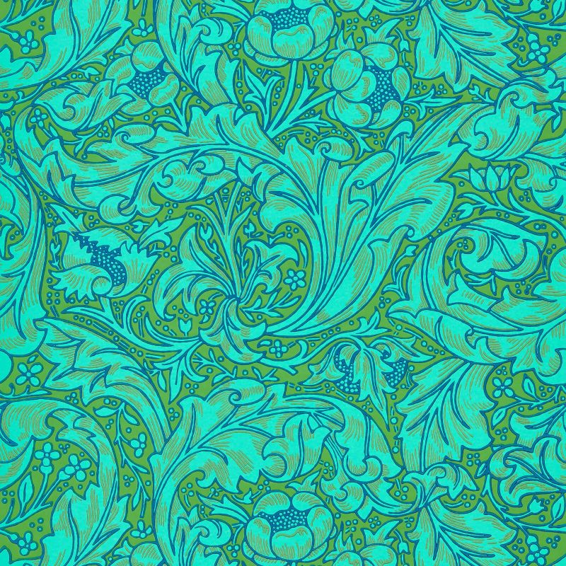 Bachelors Button Wallpaper Olive/Turquoise
