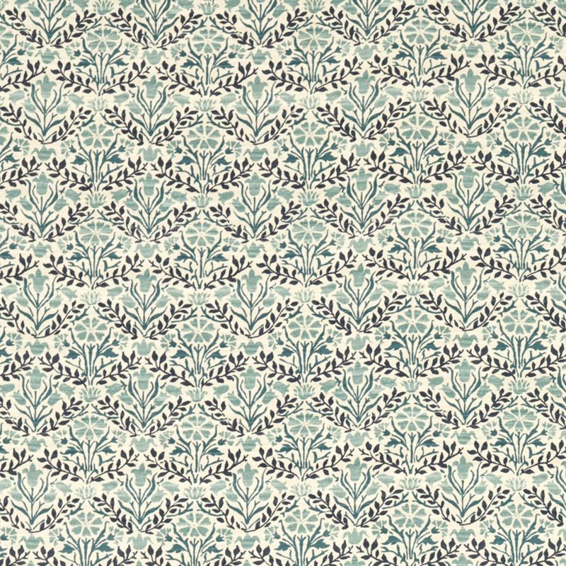 Bellflowers Fabric Indigo/Seagreen
