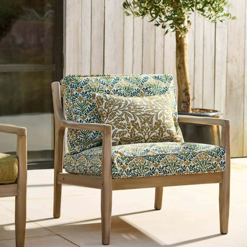 Bellflowers Weave Outdoor Fabric Sky Blue/Forest