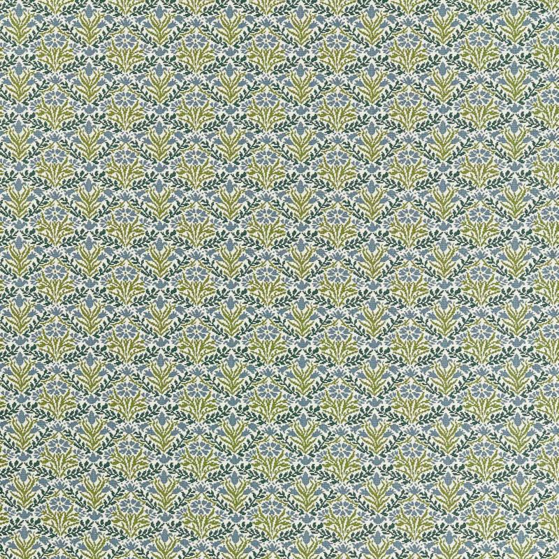 Bellflowers Weave Outdoor Fabric Sky Blue/Forest