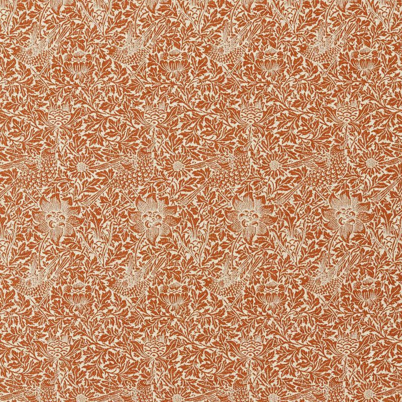 Bird & Anemone Weave Outdoor Fabric Apricot/Linen