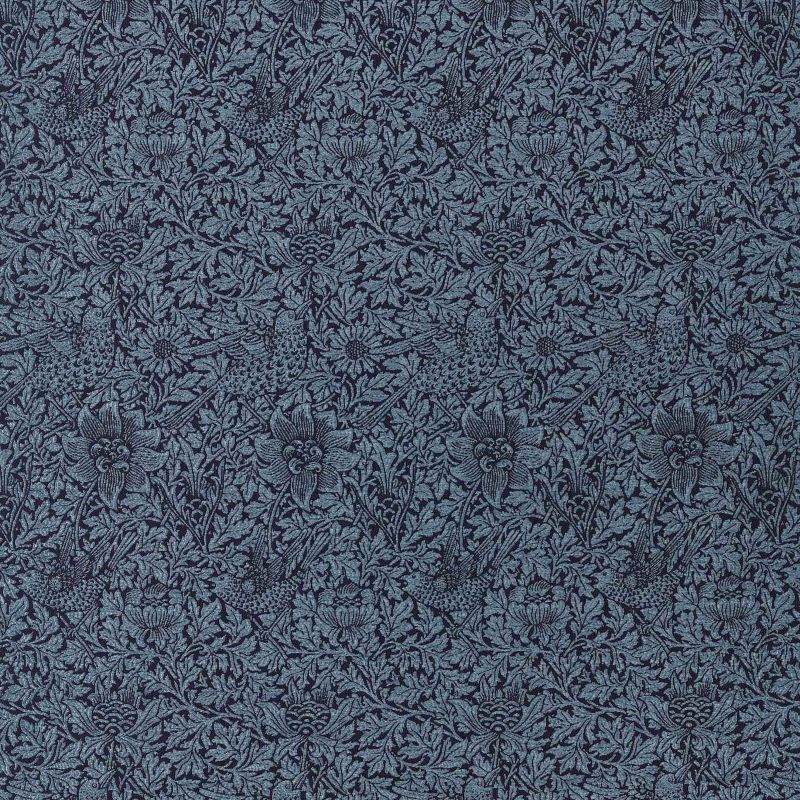Bird & Anemone Weave Outdoor Fabric Indigo