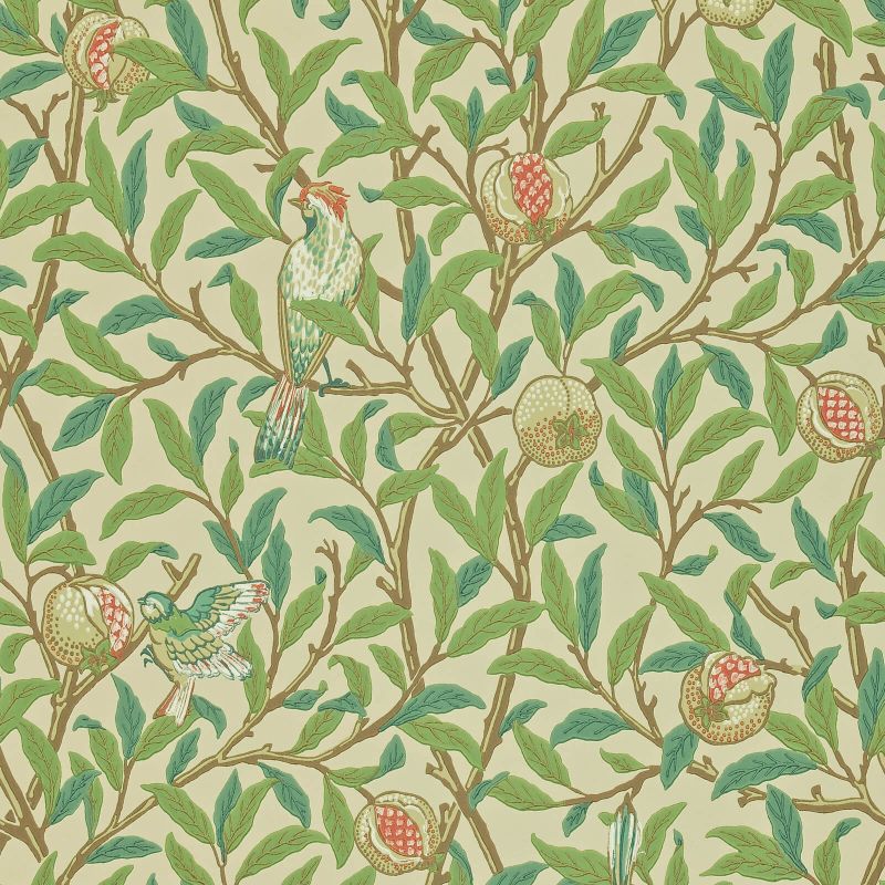 Bird & Pomegranate Wallpaper Bayleaf/Cream