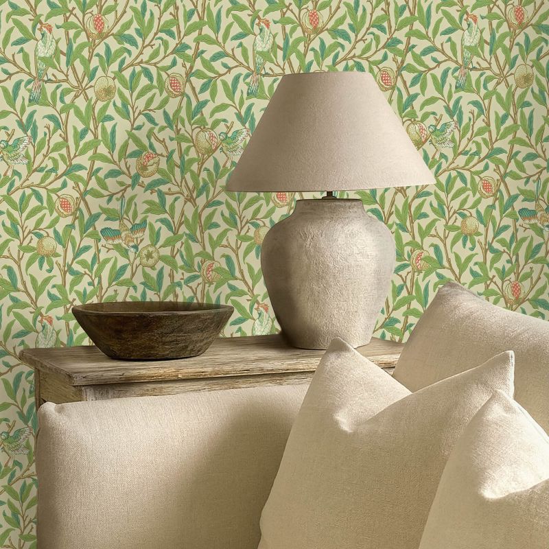 Bird & Pomegranate Wallpaper Bayleaf/Cream