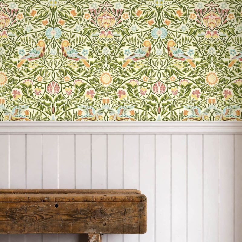 Bird Wallpaper Boughs Green