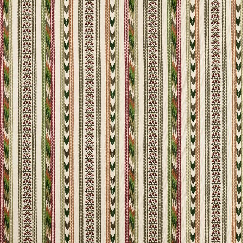 Bloomsbury Stripe Fabric Forest/Madder