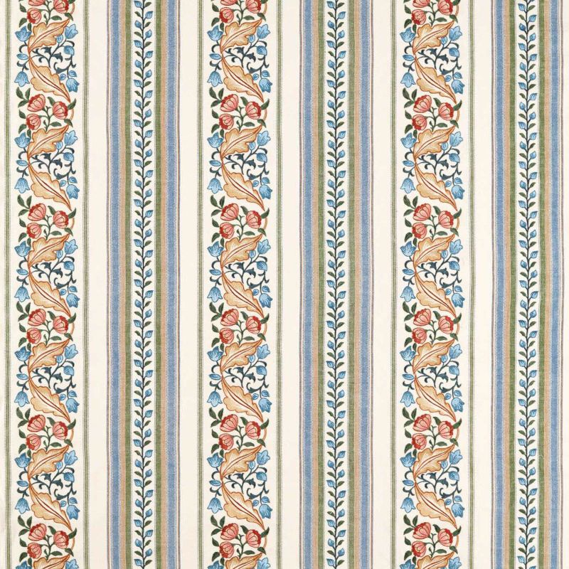 Bluebell & Peony Embroidery Fabric Rose/Woad