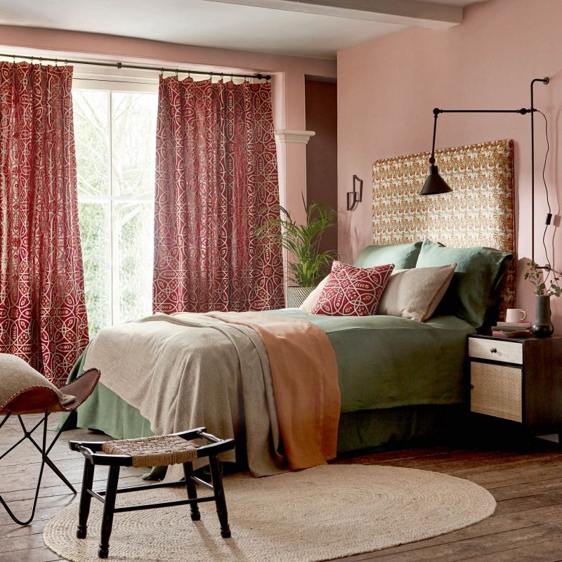 Brophy Trellis Embroidery Fabric Wine
