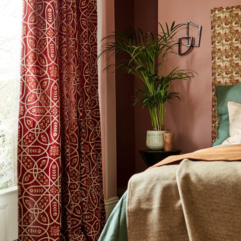 Brophy Trellis Embroidery Fabric Wine