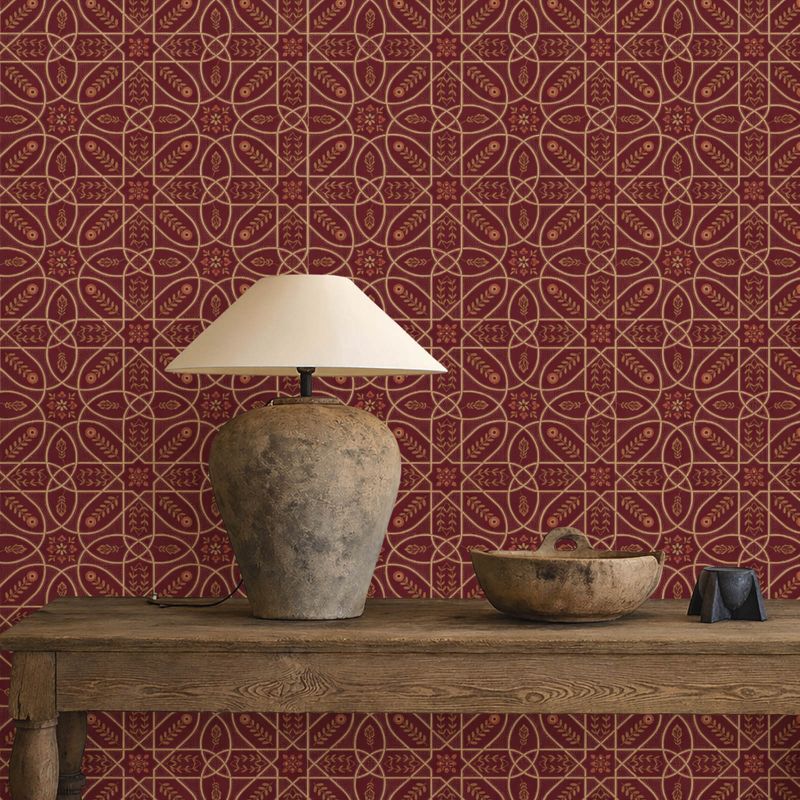 Brophy Trellis Wallpaper Russet Gold