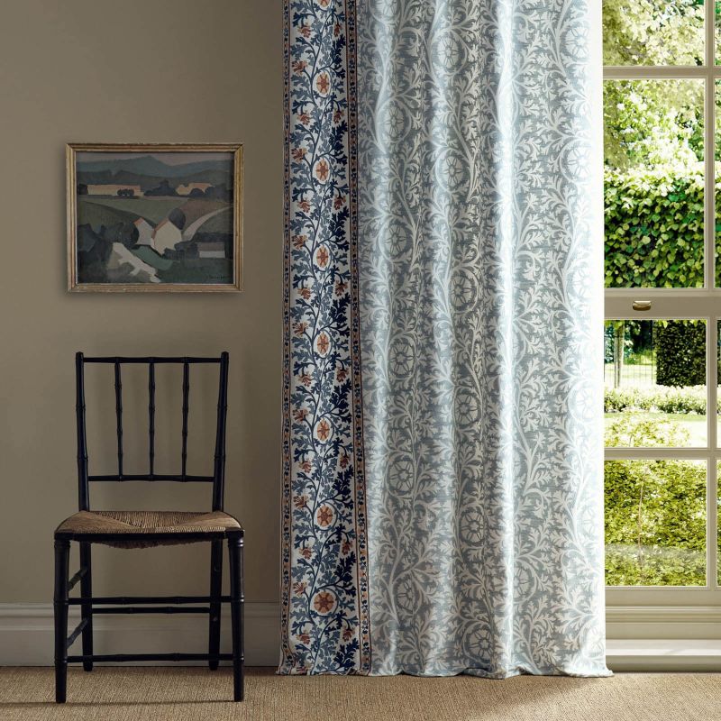 Chamomile Embroidery Fabric Woad