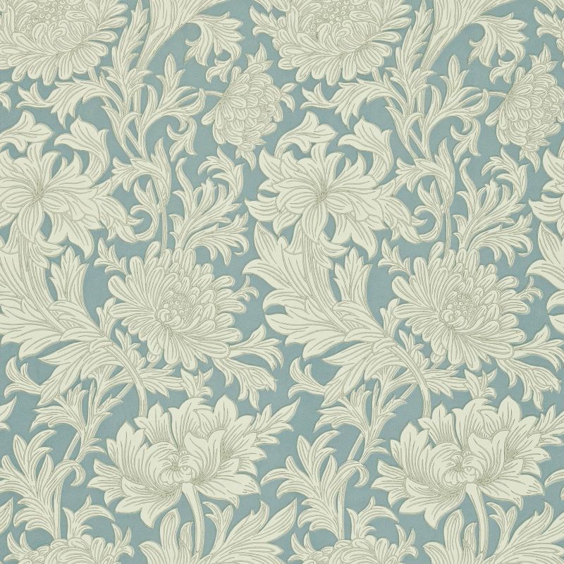 Chrysanthemum Toile Wallpaper China Blue/Cream
