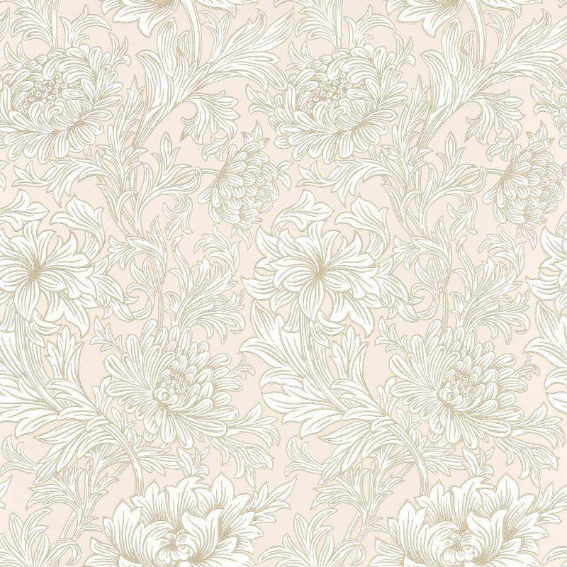 Chrysanthemum Toile Wallpaper Cochineal Pink