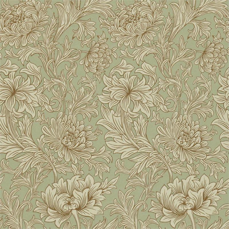 Chrysanthemum Toile Wallpaper Eggshell/Gold