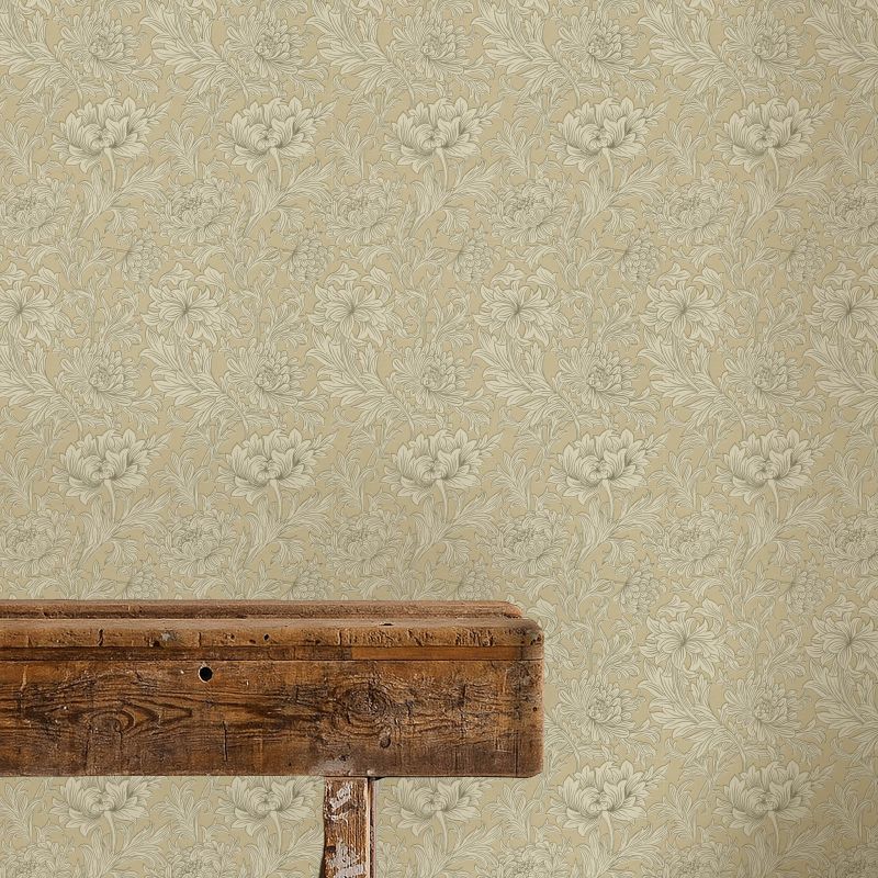 Chrysanthemum Toile Wallpaper Ivory/Gold
