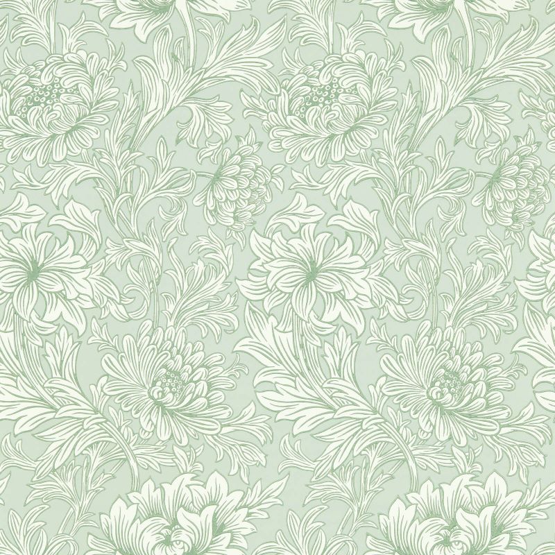 Chrysanthemum Toile Wallpaper Willow
