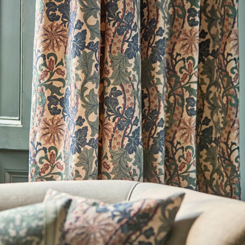 Cornflower Embroidery Fabric Woad/Forest