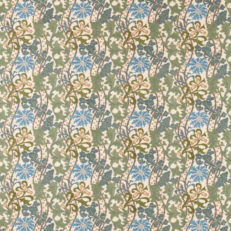 Cornflower Embroidery Fabric Woad/Forest