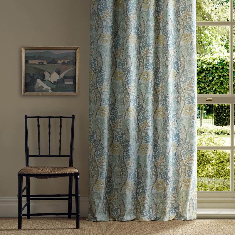 Cornflower Fabric Lemon/Sage