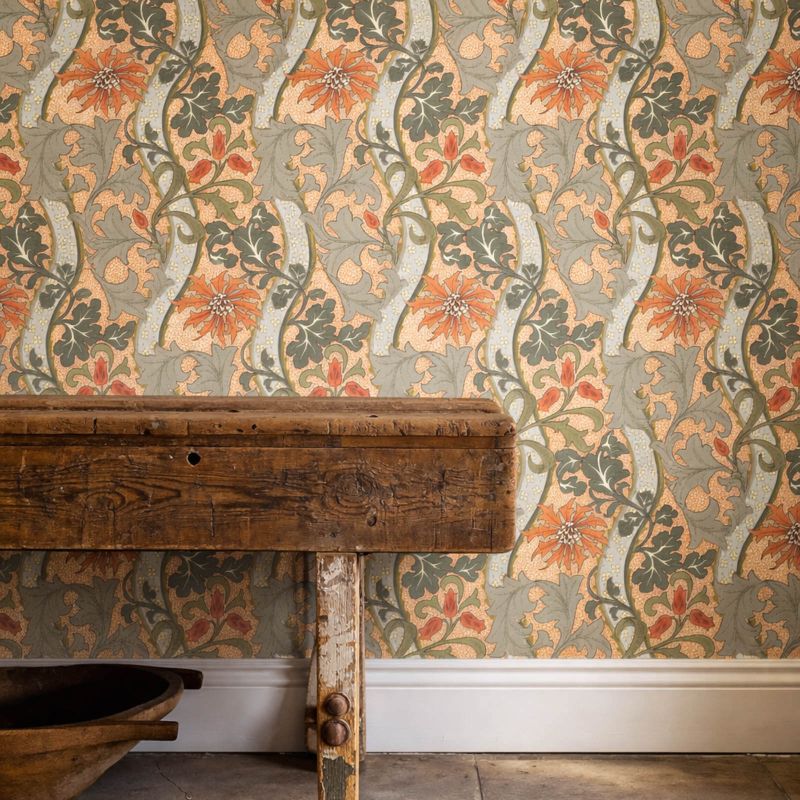 Cornflower Wallpaper Russet/Teal