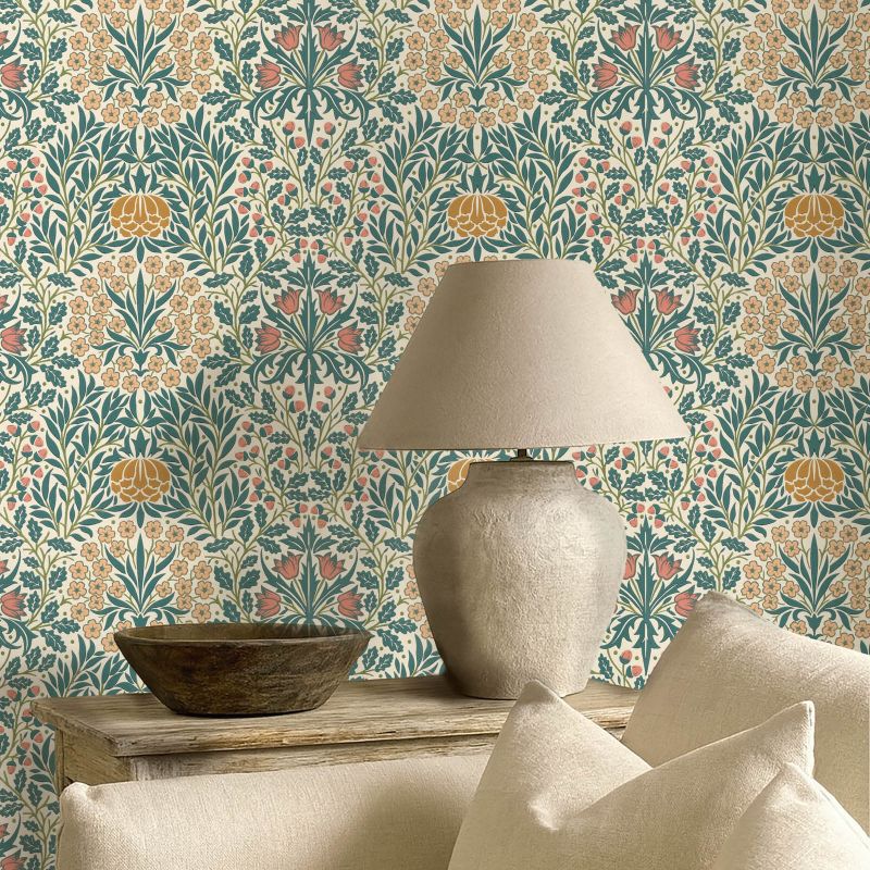Daisy & Oak Wallpaper Madder/Teal